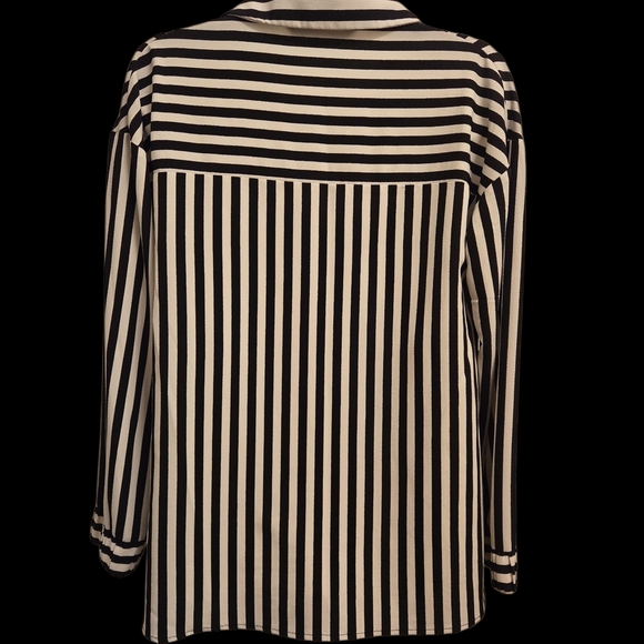 Zara Black and White Striped Button Down Shirt - Picture 3 of 6